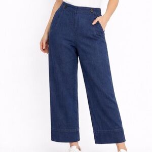 Anthropologie Maeve Sailor Button Wide Leg Jeans Dark Wash 25 Preppy Nautical
